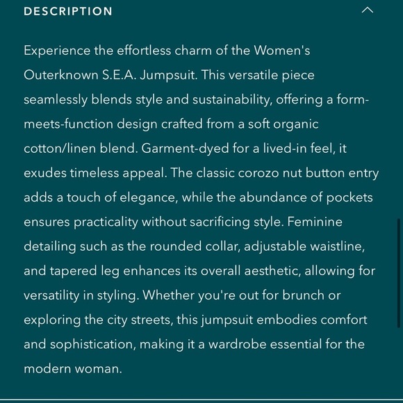 Outerknown SEA suit storm gray utility jumpsuit linen blend size Small NWT - Picture 11 of 14